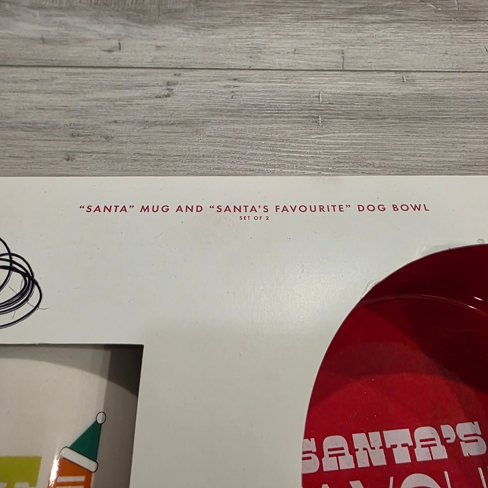 Indigo SANTA Mug and SANTA'S FAVOURITE Dog Bowl Set Christmas Holiday - Picture 2 of 8